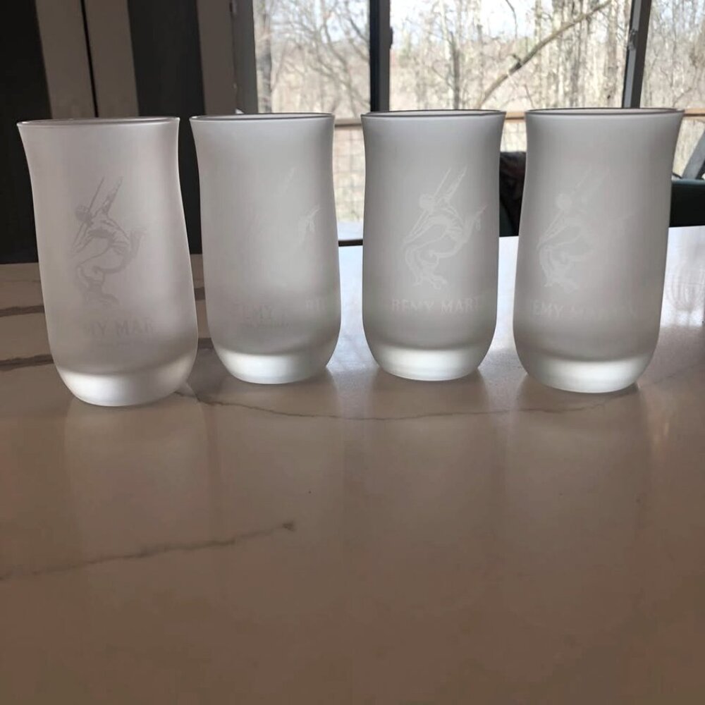 Vintage Remy Martin Frosted Fine Champagne Cognac 8oz Glasses (4) 4.5" tall